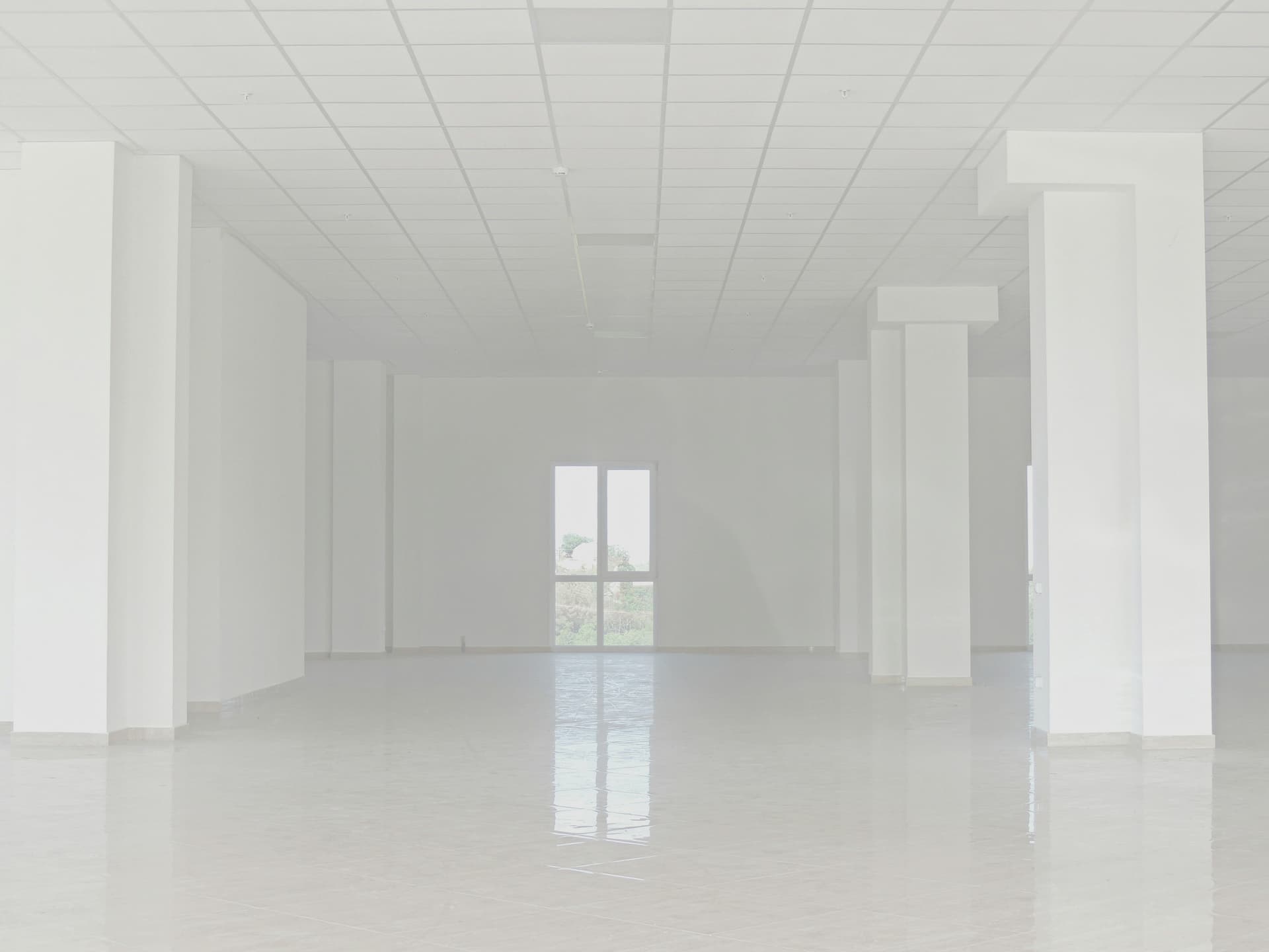 Large commercial space with highly polished epoxy floor